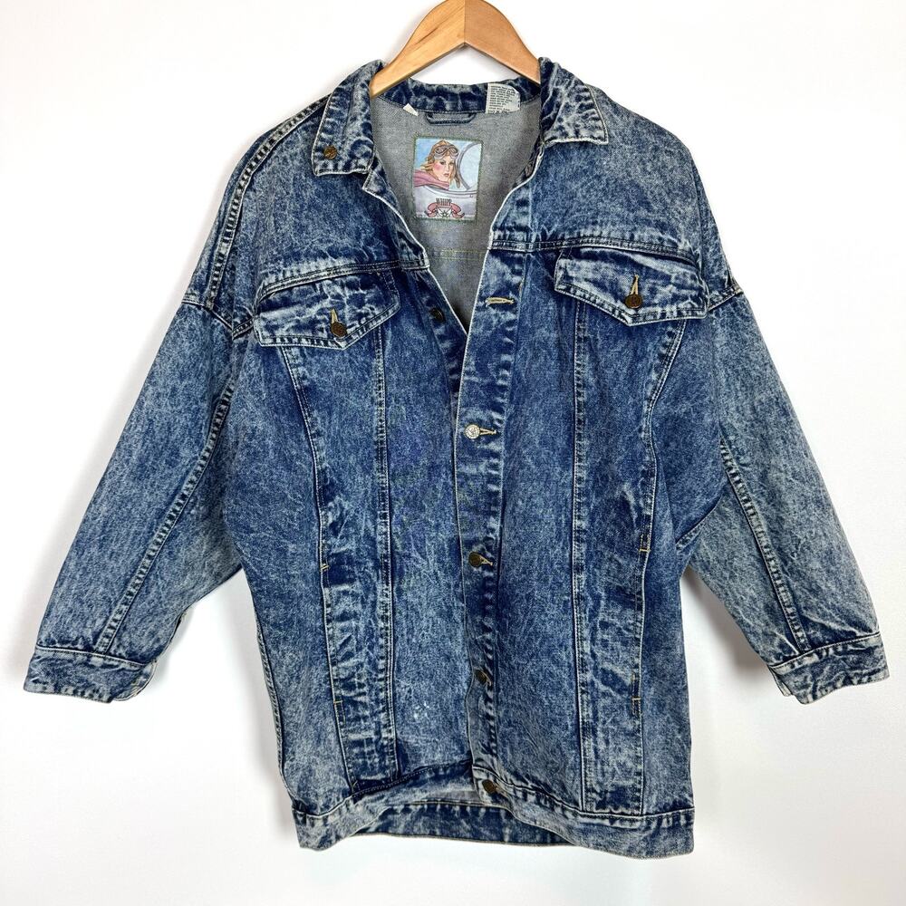 WHIPP Distressed Acid Wash Oversized Jacket Size Small (VINTAGE)
